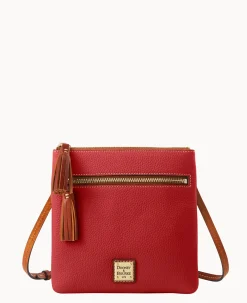 Pebble Grain Double Zip Tassel Crossbody