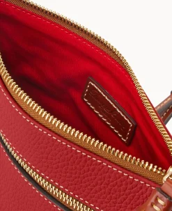 Pebble Grain Double Zip Tassel Crossbody