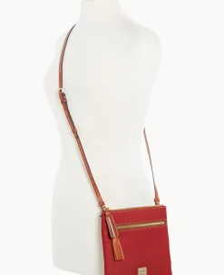 Pebble Grain Double Zip Tassel Crossbody
