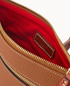 Pebble Grain Double Zip Tassel Crossbody