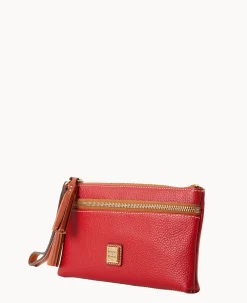 Pebble Grain Double Zip Wristlet