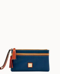 Pebble Grain Double Zip Wristlet