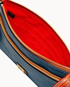 Pebble Grain Double Zip Wristlet