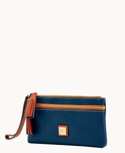 Pebble Grain Double Zip Wristlet