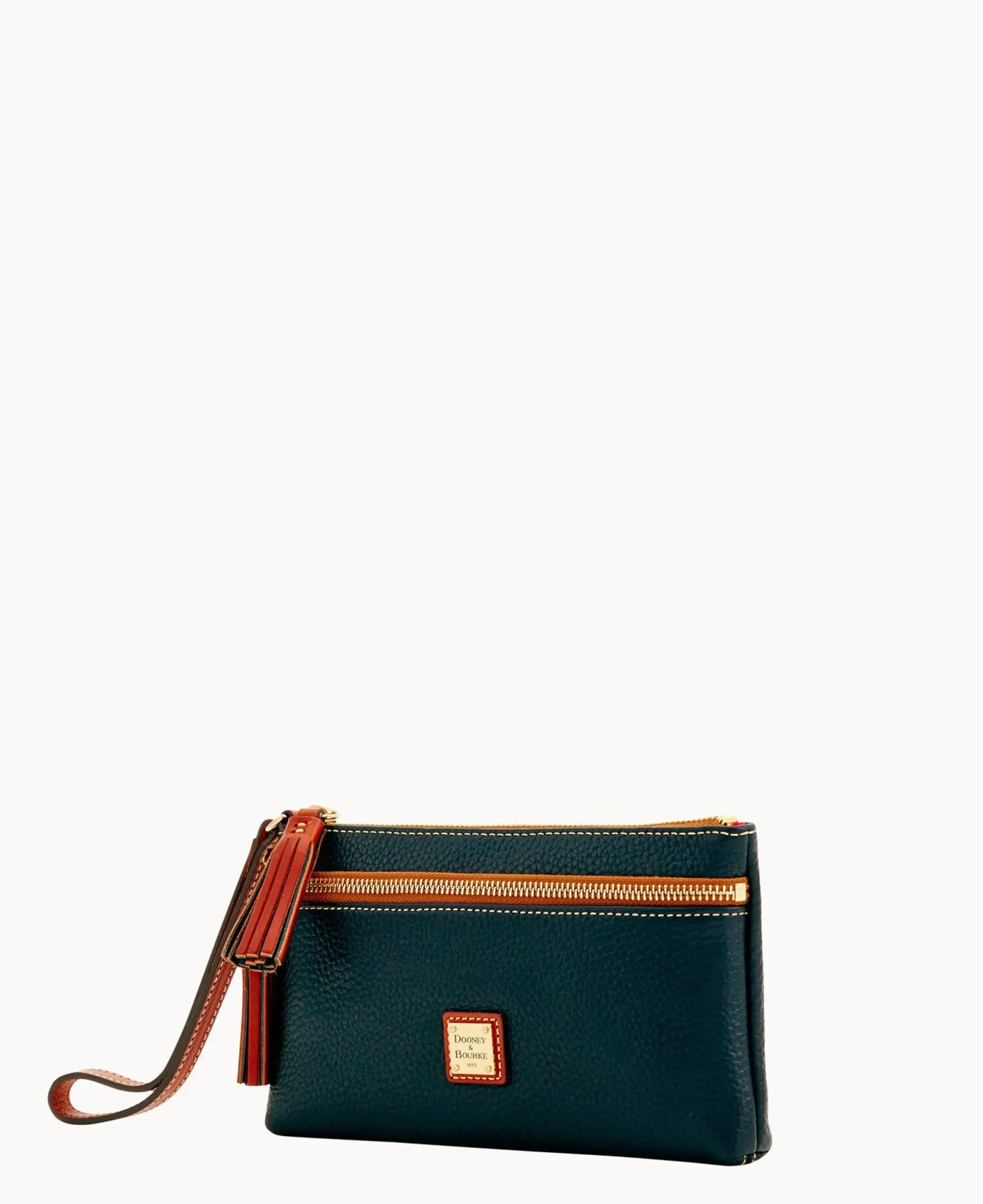 Pebble Grain Double Zip Wristlet