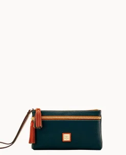 Pebble Grain Double Zip Wristlet