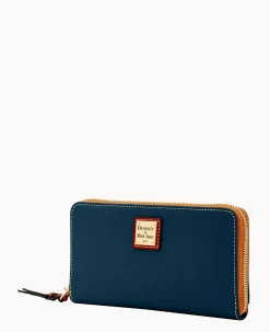 Pebble Grain Large Zip Around Wristlet