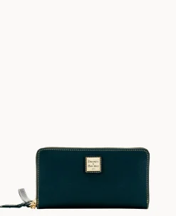 Pebble Grain Large Zip Around Wristlet