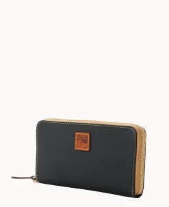 Pebble Grain Large Zip Around Wristlet