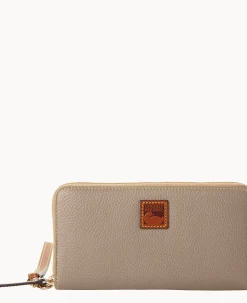 Pebble Grain Large Zip Around Wristlet