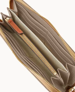 Pebble Grain Large Zip Around Wristlet