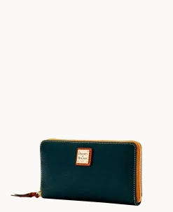 Pebble Grain Large Zip Around Wristlet