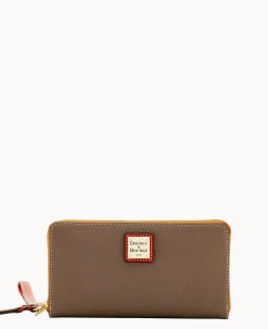 Pebble Grain Large Zip Around Wristlet
