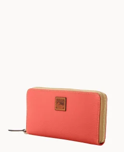 Pebble Grain Large Zip Around Wristlet