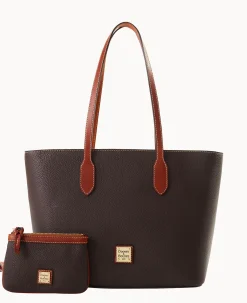 Pebble Grain Tote With Medium Wristlet