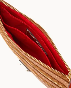 Pebble Grain Triple Zip Wristlet