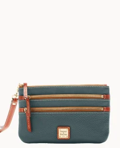 Pebble Grain Triple Zip Wristlet