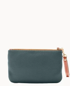 Pebble Grain Triple Zip Wristlet