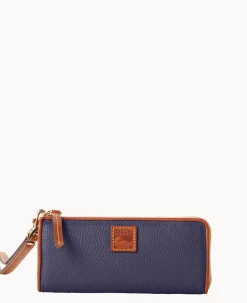 Pebble Grain Zip Clutch Wristlet