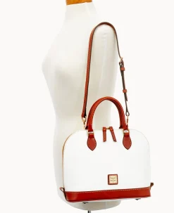 Pebble Grain Zip Zip Satchel