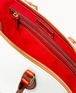 Pebble Grain Zip Zip Satchel