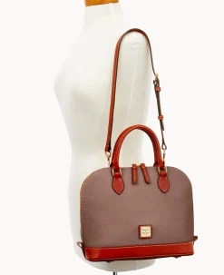 Pebble Grain Zip Zip Satchel