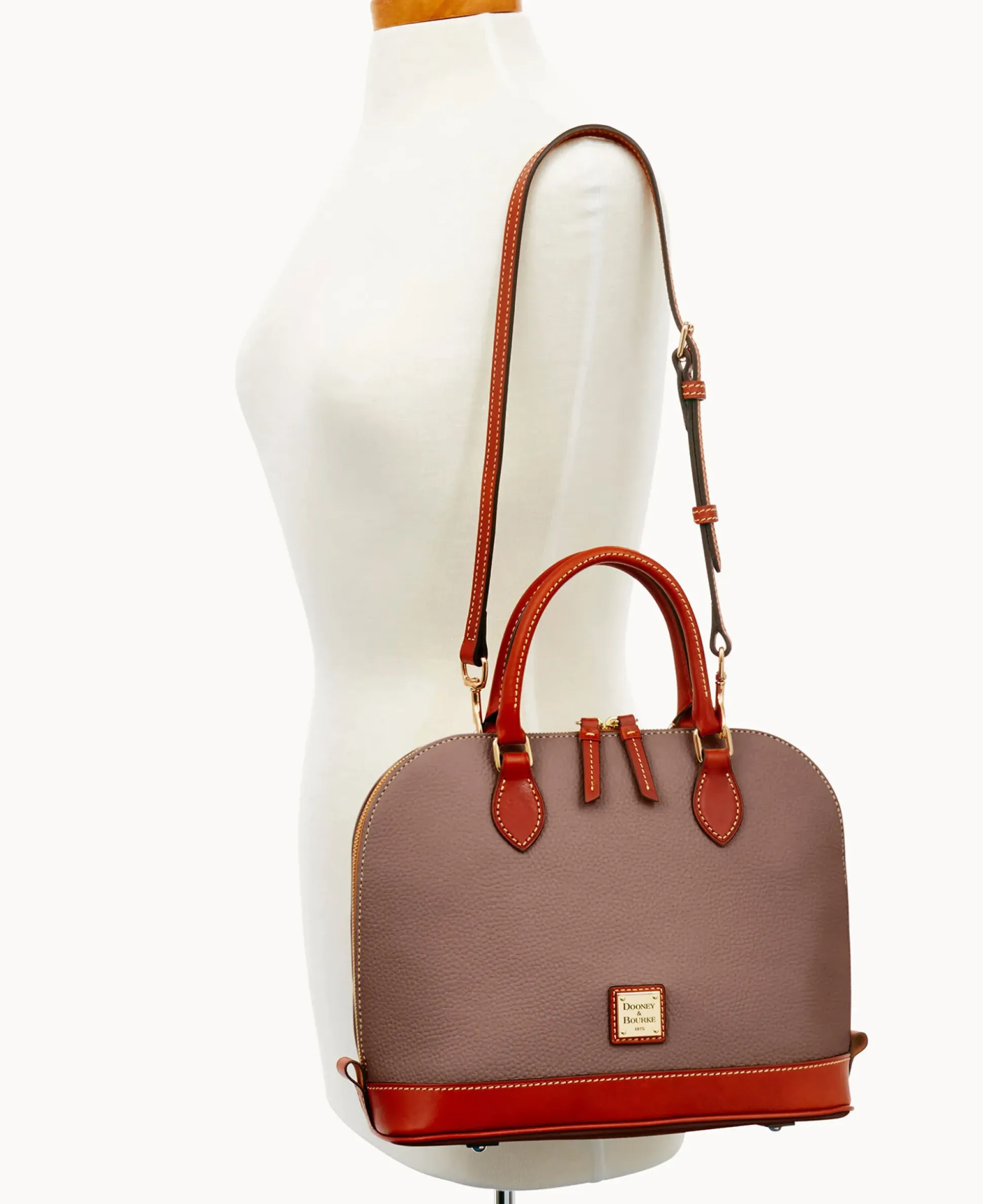 Pebble Grain Zip Zip Satchel