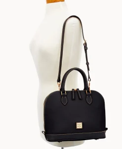 Pebble Grain Zip Zip Satchel