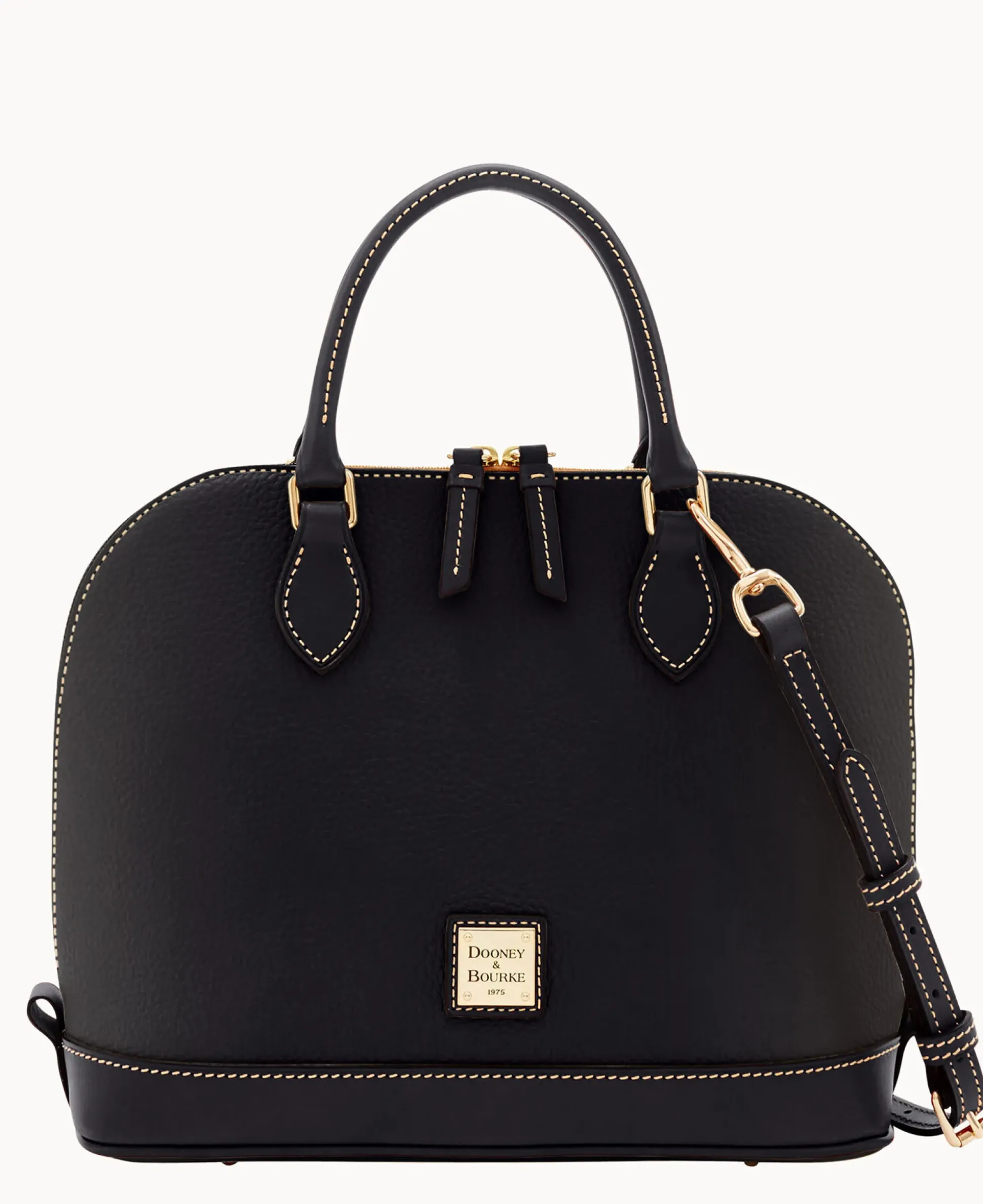 Pebble Grain Zip Zip Satchel