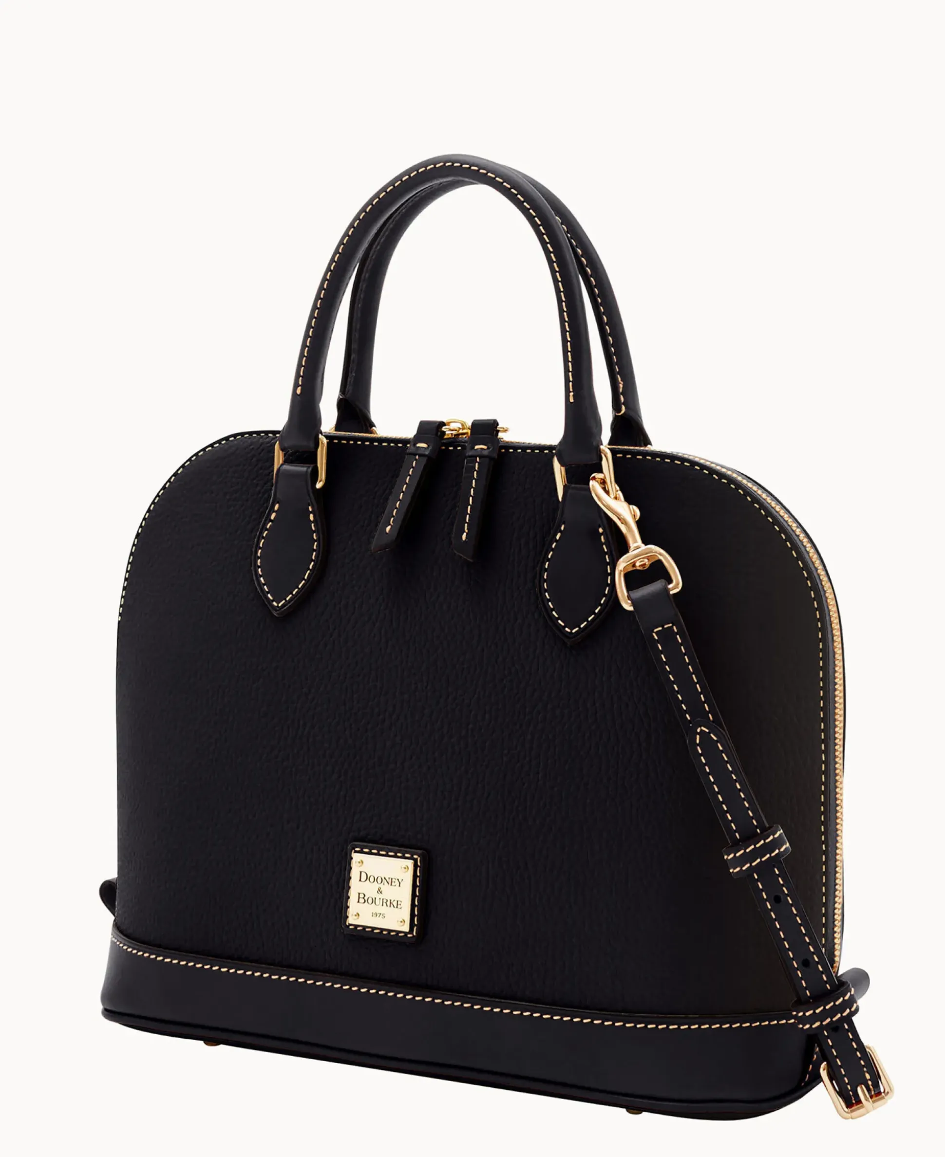 Pebble Grain Zip Zip Satchel