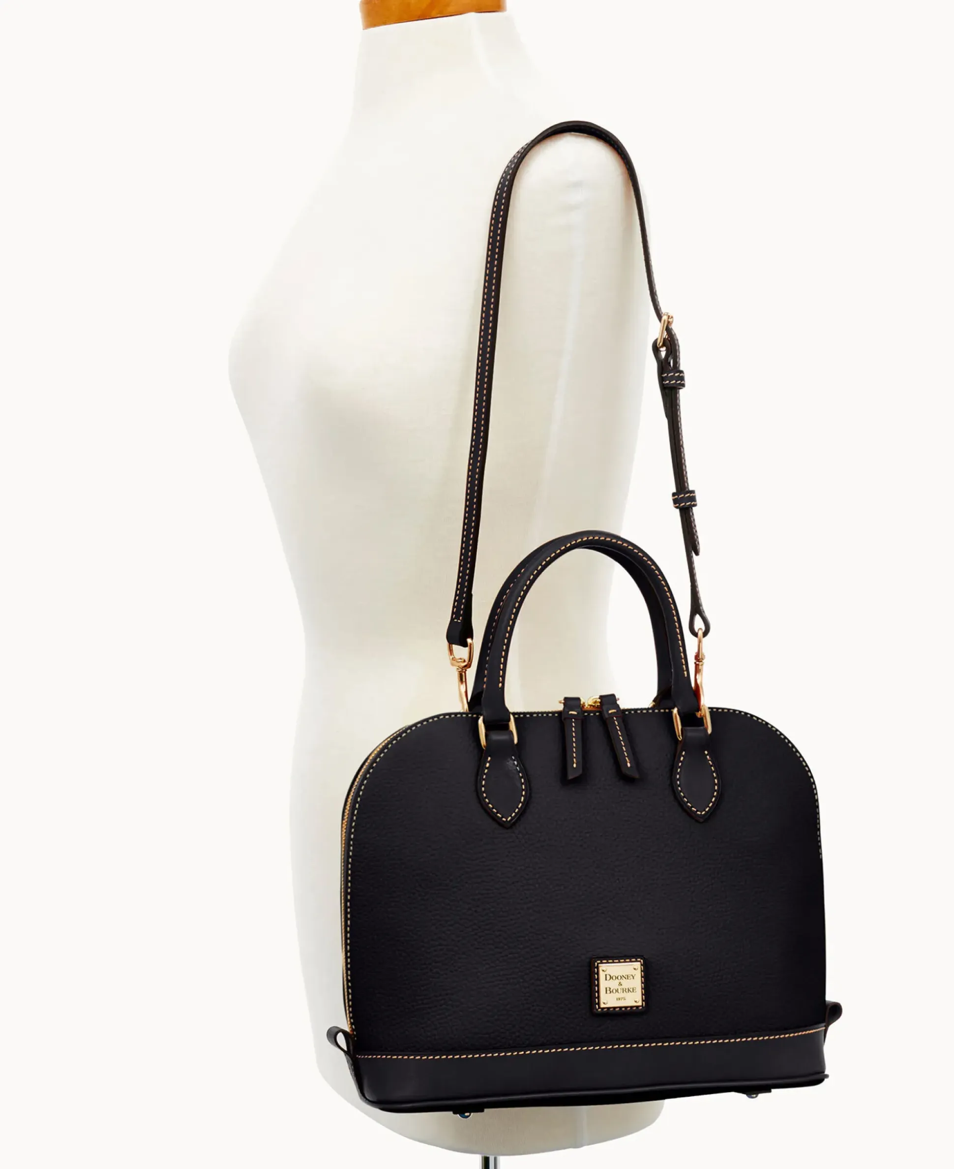 Pebble Grain Zip Zip Satchel