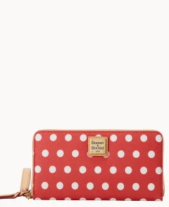 Polka Dot Large Zip Around Wallet