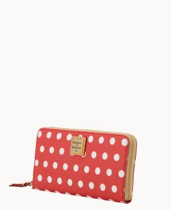 Polka Dot Large Zip Around Wallet