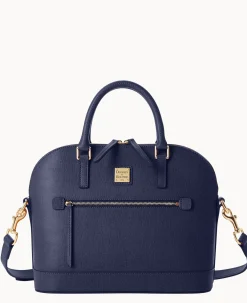 Saffiano Domed Zip Satchel