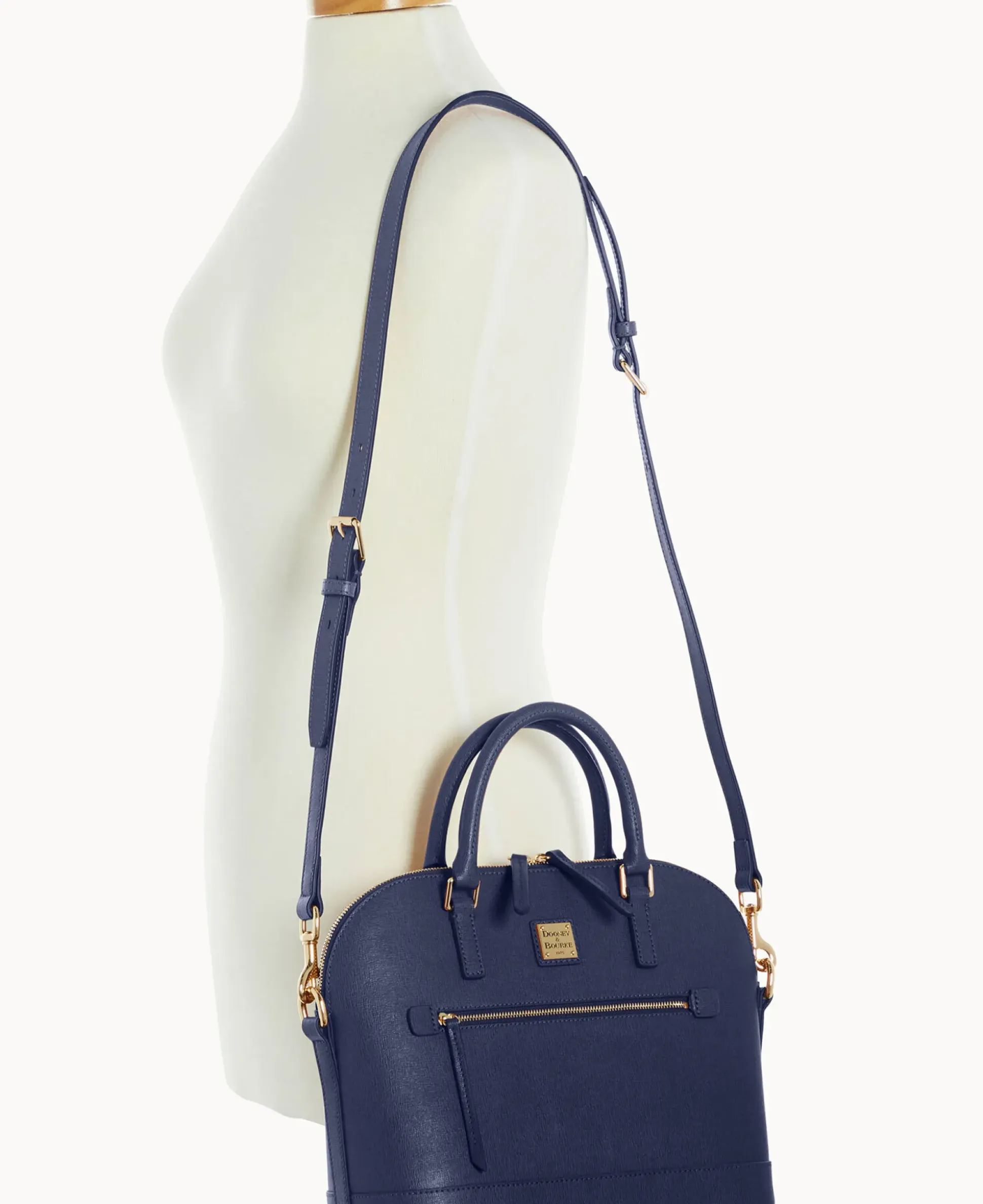 Saffiano Domed Zip Satchel