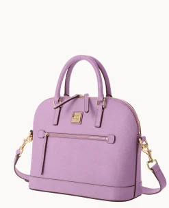 Saffiano Domed Zip Satchel