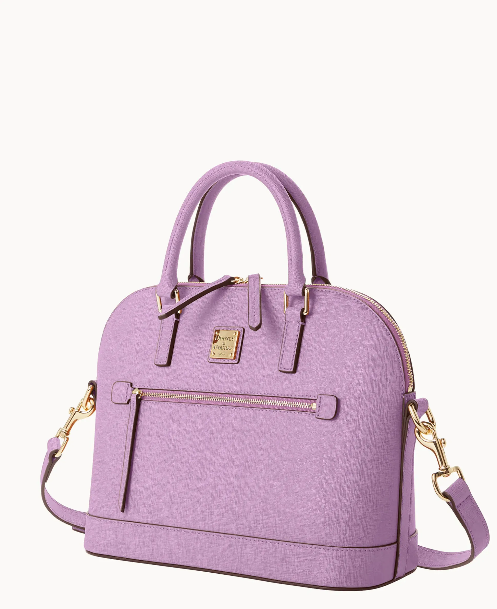 Saffiano Domed Zip Satchel