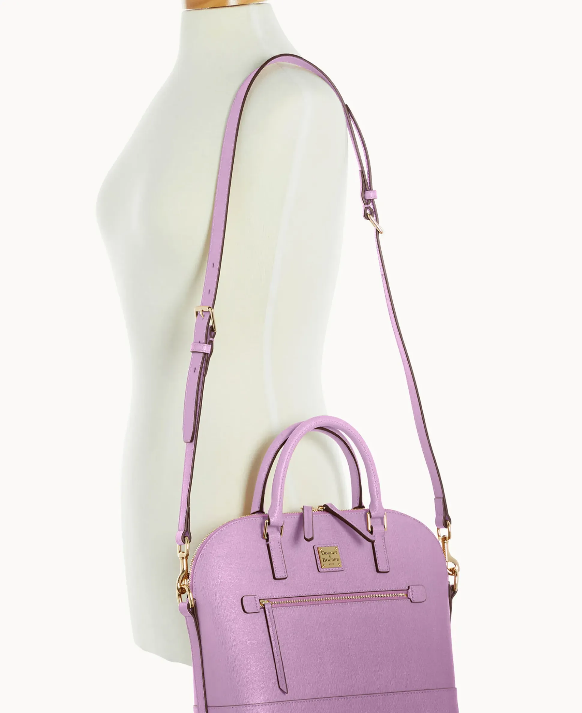 Saffiano Domed Zip Satchel