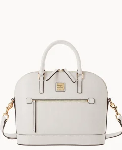 Saffiano Domed Zip Satchel