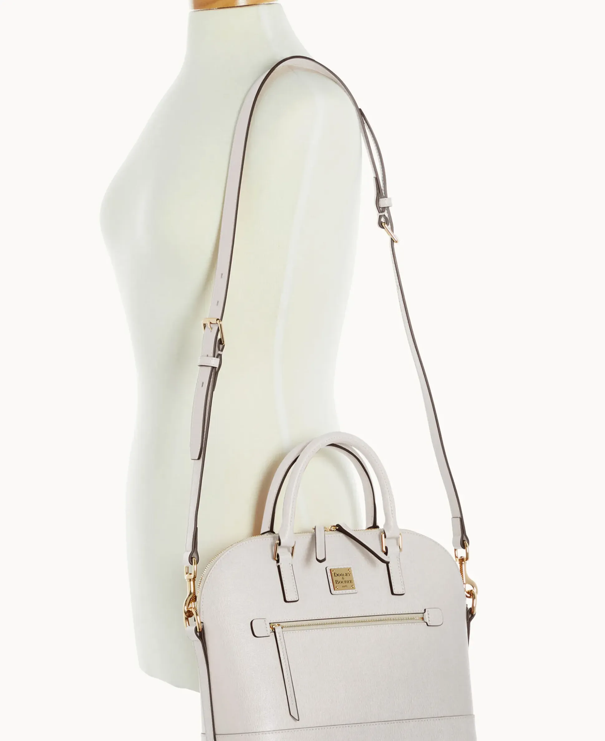 Saffiano Domed Zip Satchel
