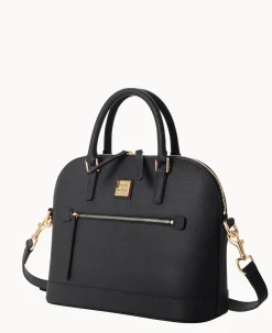 Saffiano Domed Zip Satchel