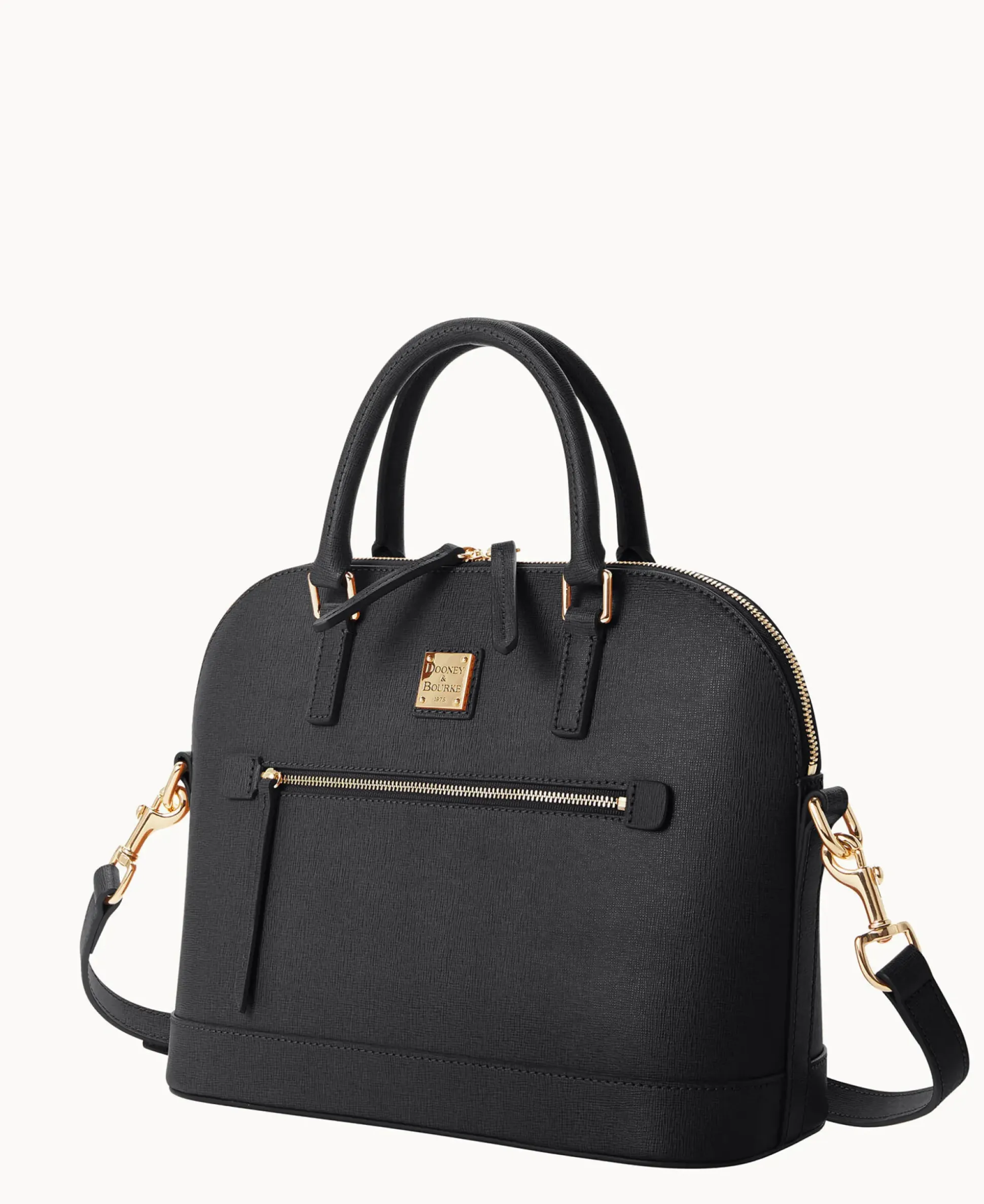 Saffiano Domed Zip Satchel