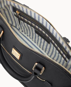 Saffiano Domed Zip Satchel