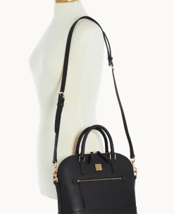 Saffiano Domed Zip Satchel