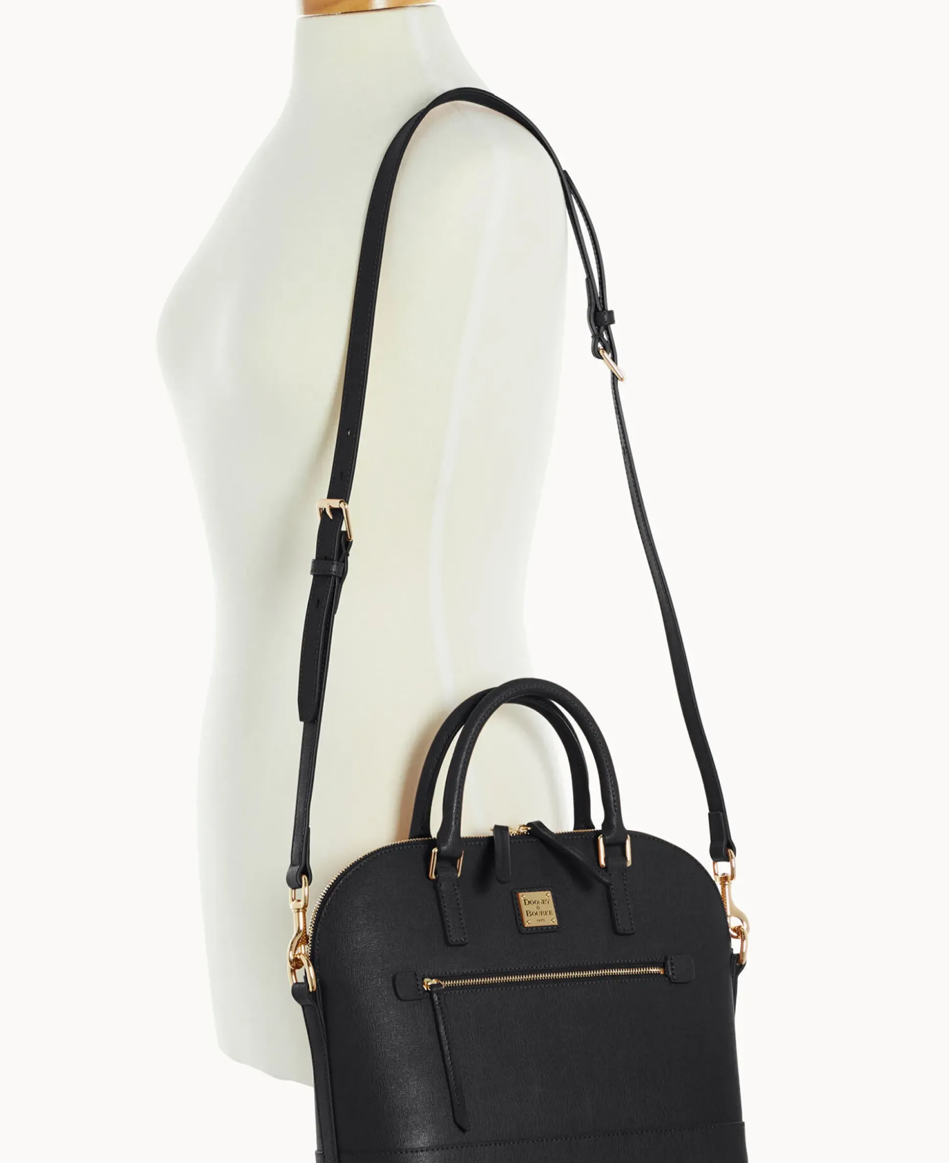 Saffiano Domed Zip Satchel
