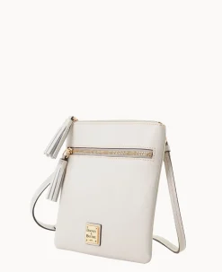 Saffiano Double Zip Tassel Crossbody