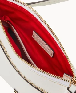 Saffiano Double Zip Tassel Crossbody
