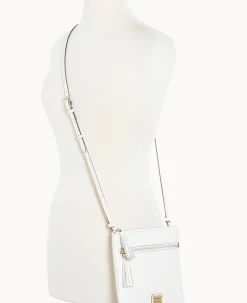 Saffiano Double Zip Tassel Crossbody