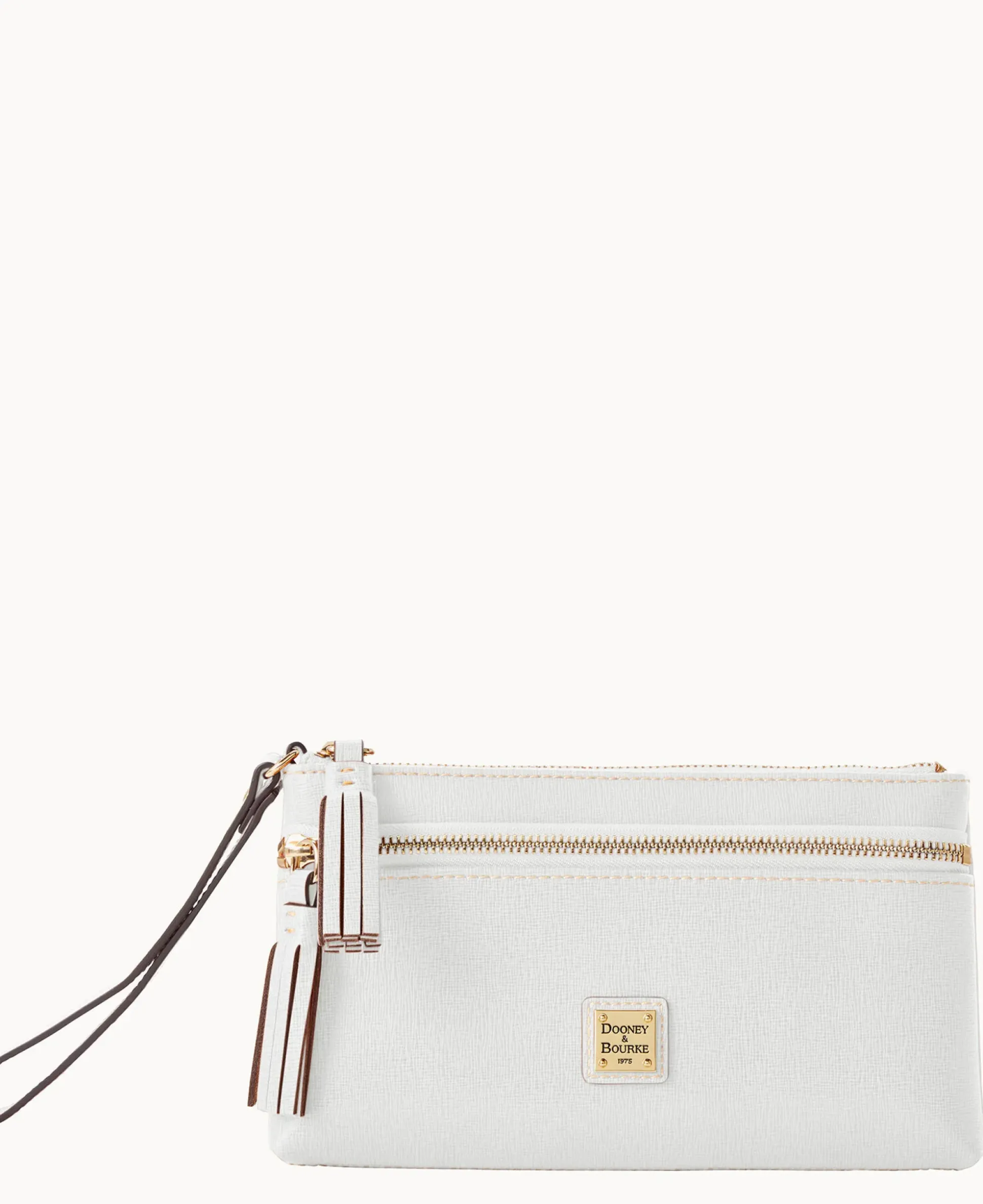 Saffiano Double Zip Wristlet