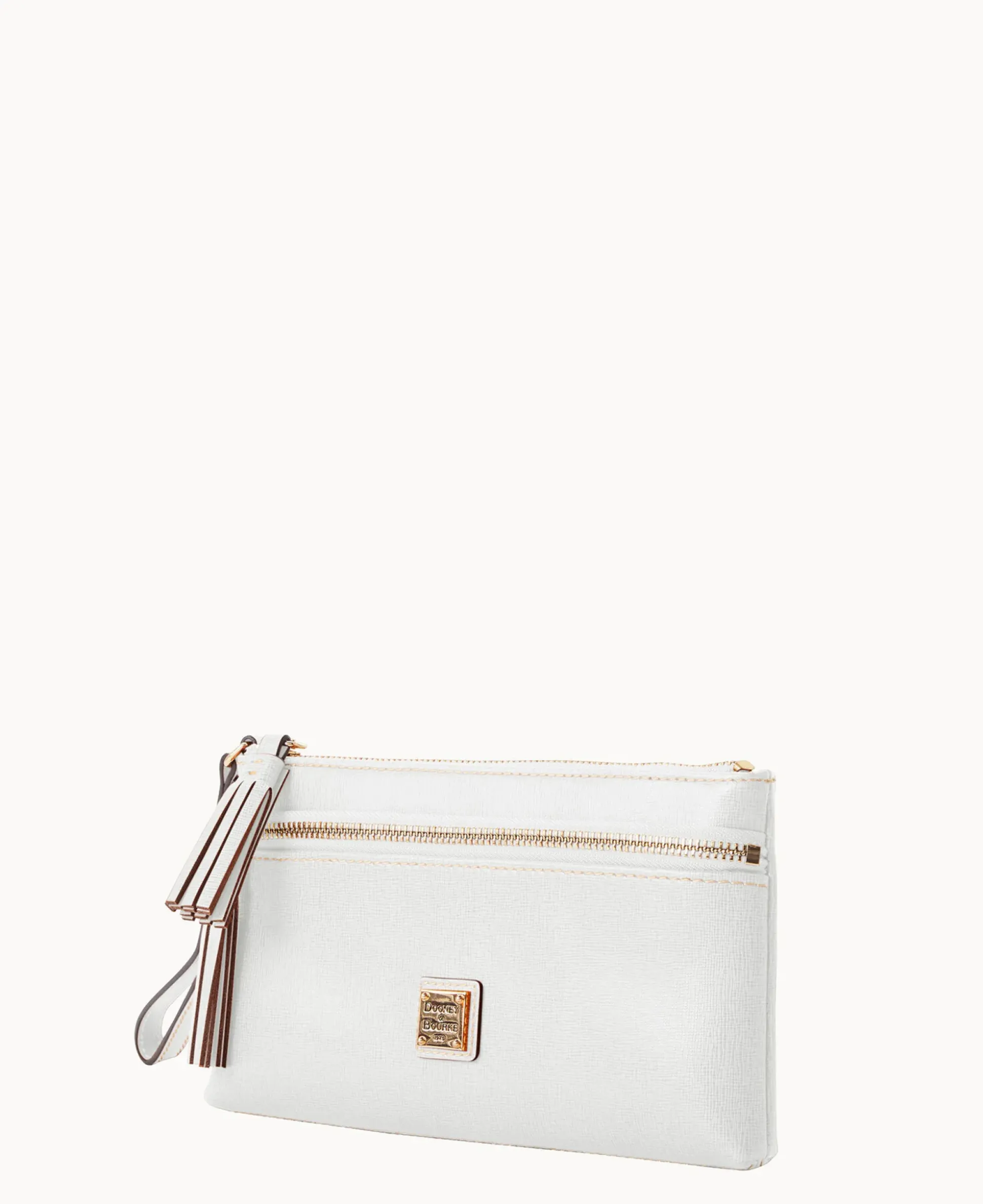Saffiano Double Zip Wristlet